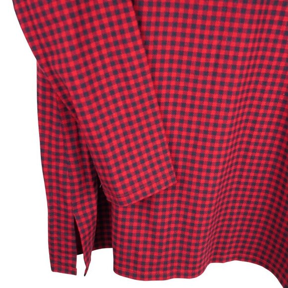 J.Jill Luxe Supima Forward-Seam Tunic Red & Black Plaid Cotton Blend Womens M - Picture 3 of 6